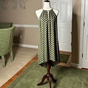 MICHAEL KORS Hi-Low Sundress Green with Metallic Gold Detailing Size M NWT